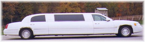 8 passenger White Limo exterior