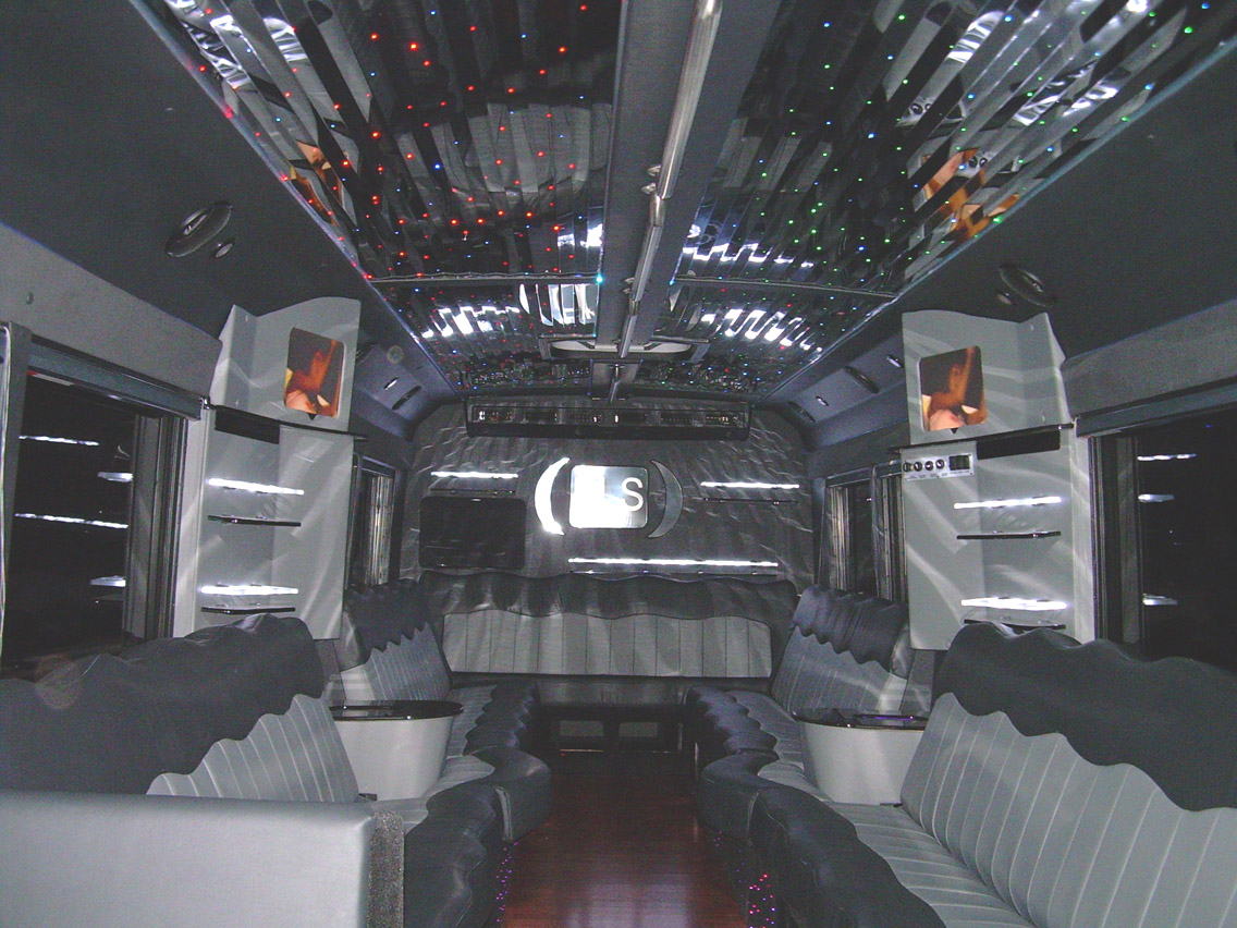 32-36 passenger limo bus interior